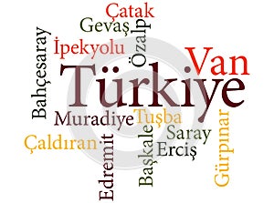 Turkish city Van subdivisions in word clouds