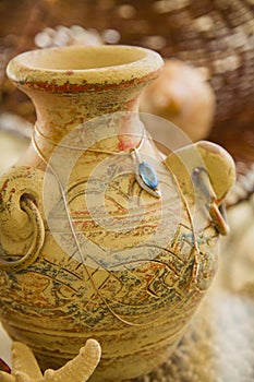 Turkish clay vessel and topaz necklace