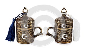 Turkish cofee cup on white isolated background