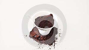 Turkish Coffee, Beans and Powder on White Background