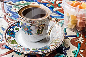 Turkish Coffee with Turkish Delight Kus Lokumu