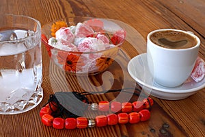 Turkish coffee. Turkish delights, rosary