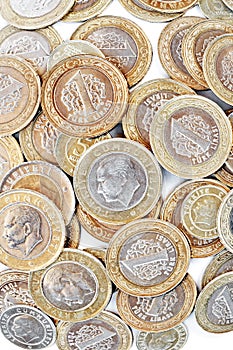 Turkish coins. Falling down Liras