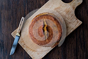 Turkish Cornbread / Misir Ekmegi on wooden surface