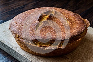 Turkish Cornbread / Misir Ekmegi on wooden surface