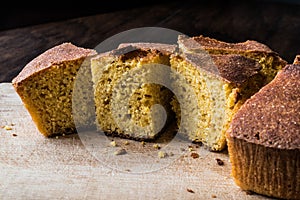 Turkish Cornbread / Misir Ekmegi on wooden surface