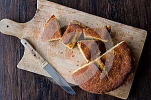 Turkish Cornbread / Misir Ekmegi on wooden surface