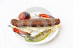 Turkish cuisine,adana kebap with tomato and pepper