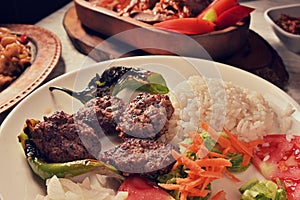 Turkish cuisine minced beef rice set