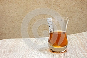 Turkish cup of black tea. Armudu glass