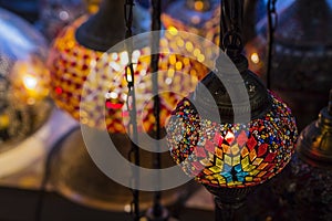 Turkish decorative lamps of mosaics glass