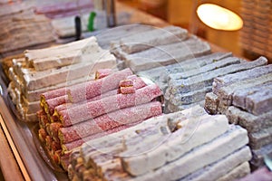 Turkish Delight in the assortment in the shop window