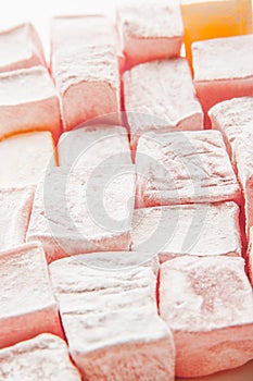 Turkish delight background close-up vertical