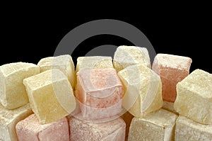 Turkish delight on black background