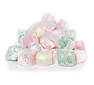 Turkish delight close-up isolated on a white