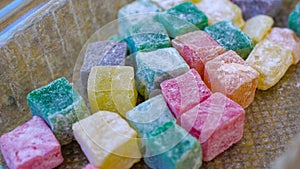 Turkish delight lokum, colorful   sweet oriental food