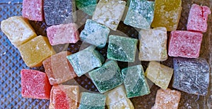 Turkish delight lokum, colorful   sweet oriental food