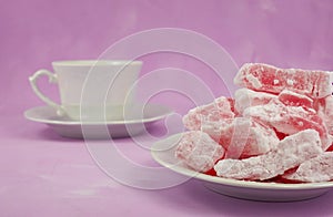 Turkish delight with pink rose flavour