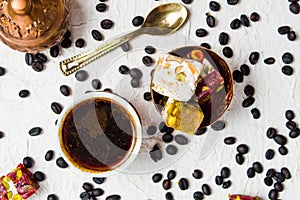 Turkish delights with coffee beans