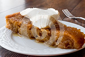 Turkish Dessert Ekmek Kadayifi / Bread Pudding with cream.
