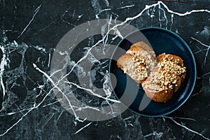 Turkish Dessert Hayrabolu with Sherbet, Tahin, Cheese and Hazelnut Powder