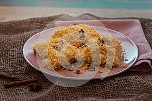 Turkish dessert muhallebi kadaif photo
