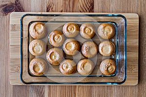 Turkish Dessert Sekerpare in sherbet / baked soft pastry dipped in thick syrup copy space