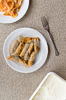 Turkish Dolma Lahana Sarmasi / Cabbage Rolls with yogurt