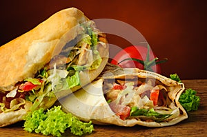 Turkish doner kebab and shawarma