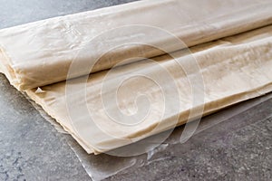 Turkish Dough Yufka covered with Plastic Package.