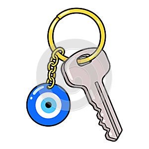 Turkish Evil Eye keyring charm drawing