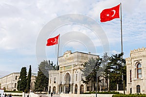 Turkish flag - against gray sky