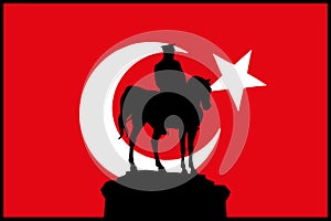 Turkish flag background, evoking the spirit of Turkey's national holidays and honoring Mustafa Kemal Ataturk's