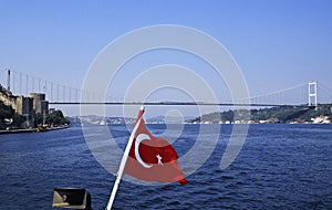 Turkish flag on Bosphorus