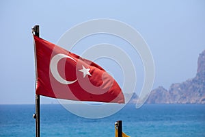 Turkish flag fluttering in the wind