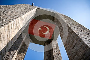 Turkish flag inside the Çanakkale Martyrs' Monument