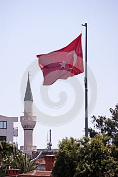 Turkish flag and minaret