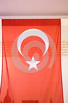 turkish flag in a restaurant in a turkey hotel