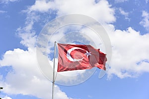 Turkish flag wave on sky