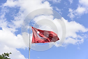 Turkish flag wave on sky