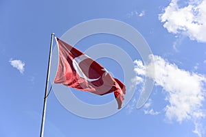 Turkish flag wave on sky