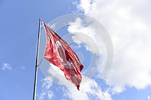 Turkish flag wave on sky