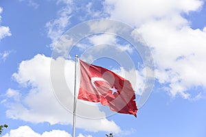 Turkish flag wave on sky
