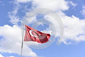 Turkish flag wave on sky