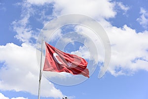 Turkish flag wave on sky