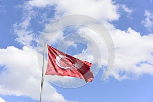 Turkish flag wave on sky