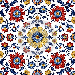 Turkish floral ornaments tiled background