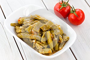 Turkish food, green bean with oil taze fasulye photo