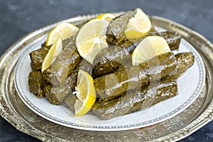 Turkish foods; stuffed leaves yaprak sarma dolma