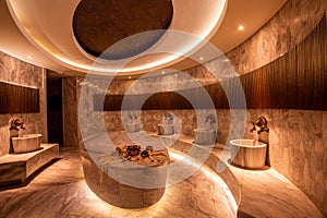 A Turkish hammam with a special heating system to relaxing